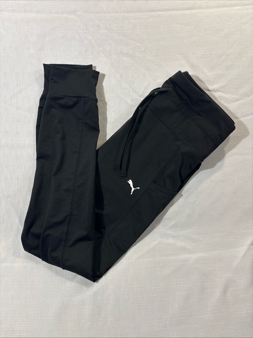 Puma Leggings Women’s Medium Black Stretch Waist Tie Hip Pocket